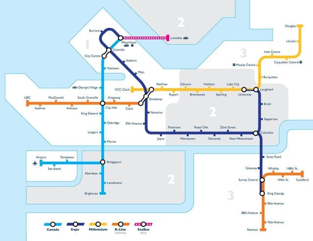 Vancouver metro stations map