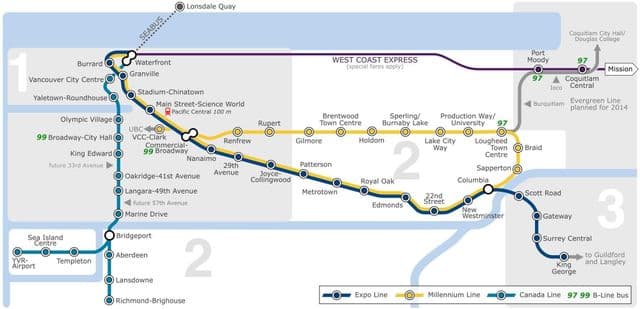 Vancouver subway station map