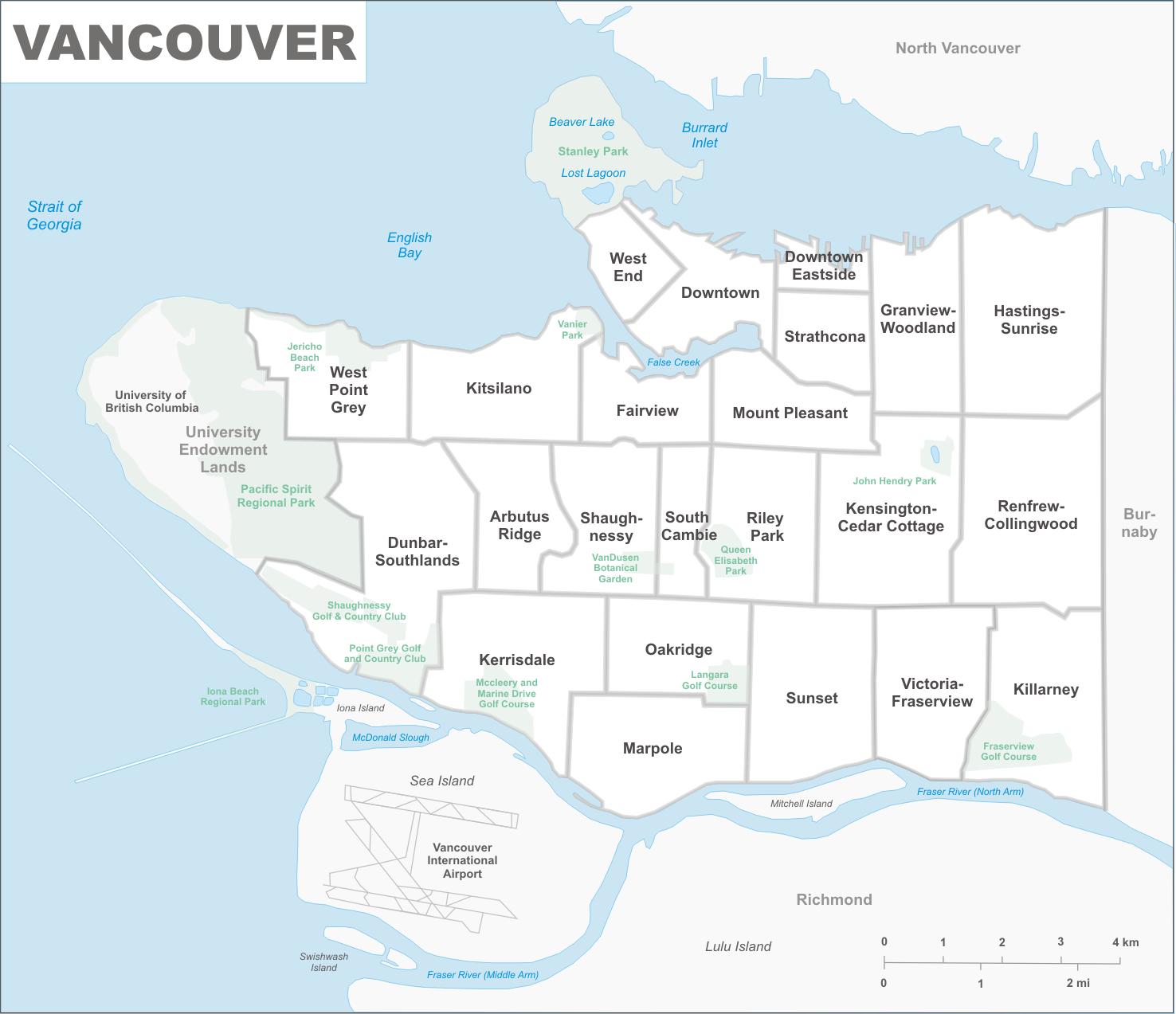 Vancouver Districts Map 